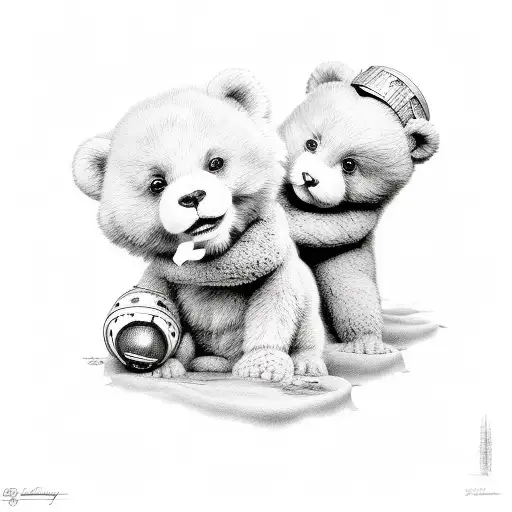 baby sister and big brother as teddys tattoo design idea