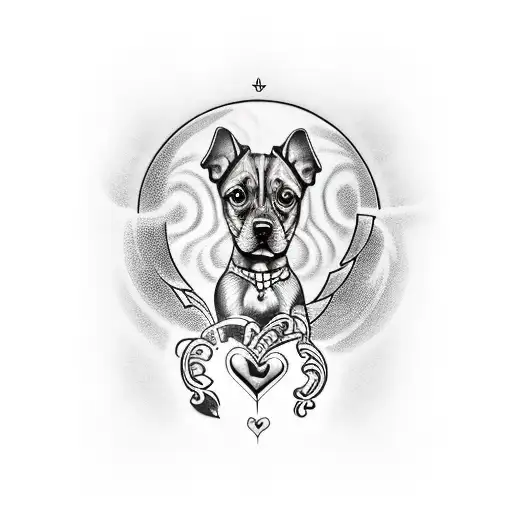  A puppy with a heart and halo tattoo design idea