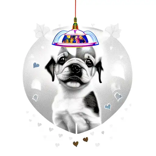  A puppy with a heart and halo tattoo design idea