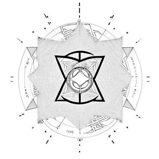 chi rho in middle with geometry outer tattoo design idea
