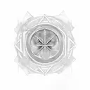 chi rho in middle with geometry outer tattoo design idea