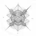 chi rho in middle with geometry outer tattoo design idea