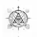 chi rho in middle with geometry outer tattoo design idea