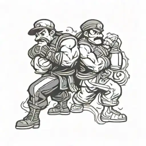 Street Figther, Mortal Kombat, Mario Bros, Pica pau, Chaves  tattoo design idea