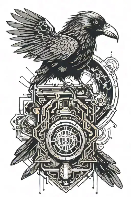 crow perched on grenade tattoo design idea