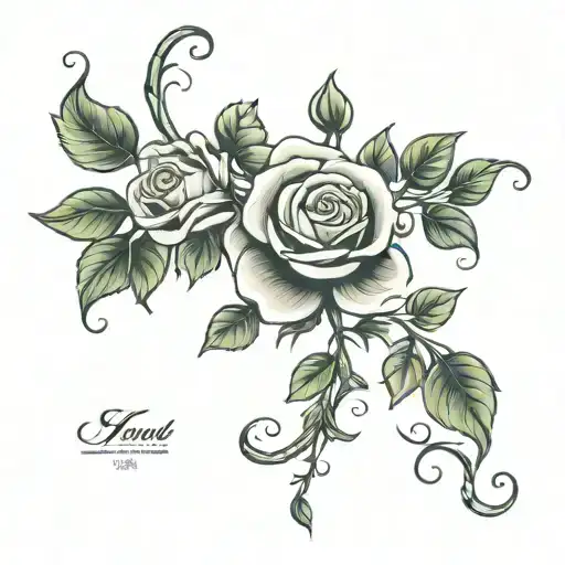 rose vine with 3 flowers growing tattoo design idea
