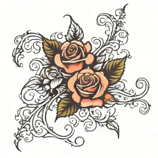 rose vine with 3 flowers growing tattoo design idea