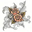 rose vine with 3 flowers growing tattoo design idea
