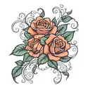 rose vine with 3 flowers growing tattoo design idea