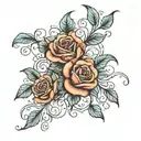 rose vine with 3 flowers growing tattoo design idea