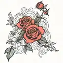rose vine with 3 flowers growing tattoo design idea