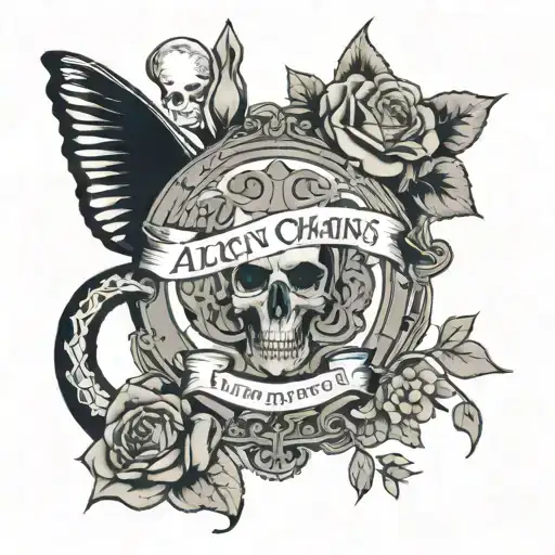 Alice In Chains i live for you but I'm not alive  tattoo design idea