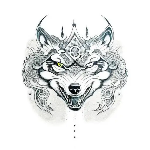 Wolf  Eagle and Tiger peering through Back Stab Wounds which on the whole looks Dragon tattoo design idea