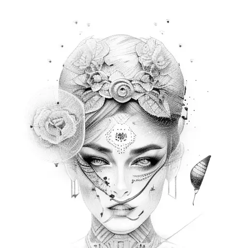 Italian lady wrap in pasta tattoo design idea