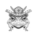 Samurai frog on mushroom tattoo design idea