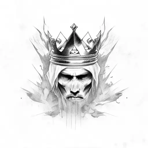 A torn suicide king tattoo design idea