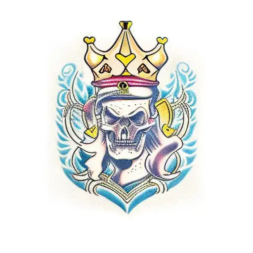 A torn apart king of hearts tattoo design idea