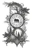 forest and runes tattoo design idea
