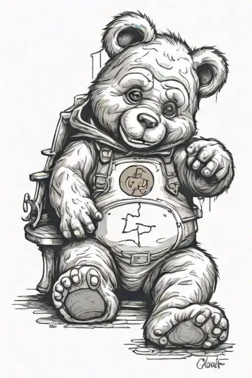 michael myers's care bear sitting tattoo design idea