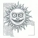 Sun with creepy Face  tattoo design idea