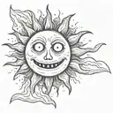 Sun with creepy Face  tattoo design idea