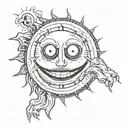 Sun with creepy Face  tattoo design idea