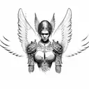 angel warrior with cross tattoo design idea