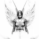 angel warrior with cross tattoo design idea