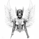 angel warrior with cross tattoo design idea