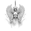 angel warrior with cross tattoo design idea