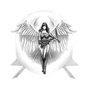 angel warrior with cross tattoo design idea