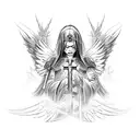 angel warrior with cross tattoo design idea