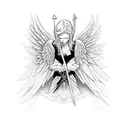 angel warrior with cross tattoo design idea
