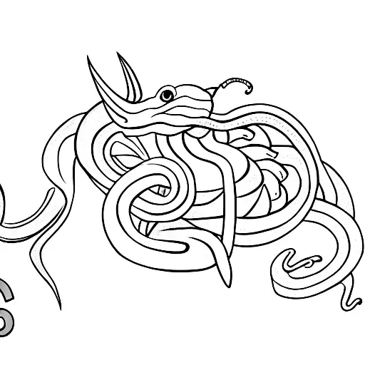 Snake with scorpion minimalist with norse runes tattoo design idea