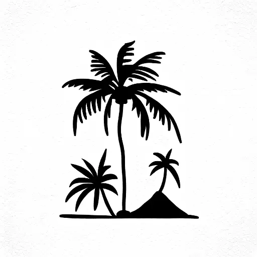 volcanos and palmtrees tattoo design idea