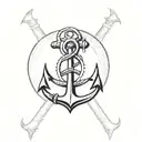 anchor with initials J and F, and below a sentence sayinf "Twin Flames Forever" tattoo design idea