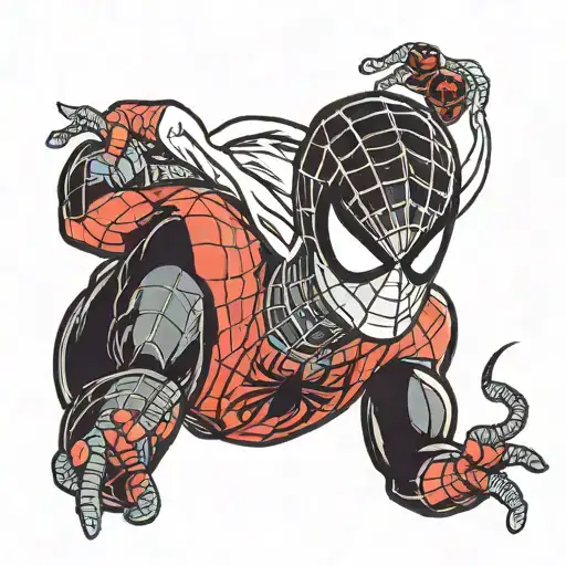 Spider-Man face half miles morales and Peter Parker  tattoo design idea