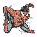 Spider-Man face half miles morales and Peter Parker  tattoo design idea