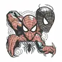 Spider-Man face half miles morales and Peter Parker  tattoo design idea