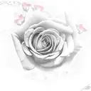 yellow evening primrose, red and pink roses, butterflies  tattoo design idea