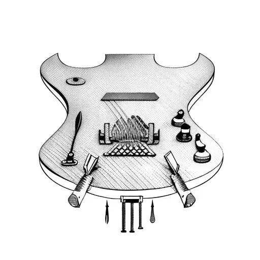 A guitar made of carpentry tools tattoo design idea