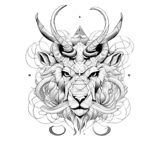 Leo and Capricorn love  tattoo design idea
