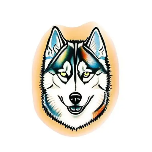 fierce siberian bi eyed husky tattoo design idea