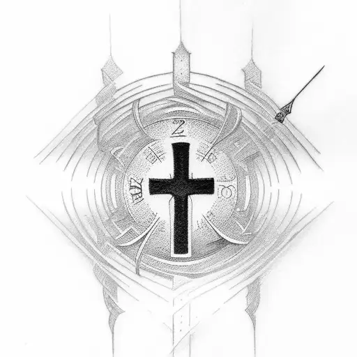 christian cross with the numbers 224 tattoo design idea