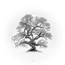 A majestic oak tree standing tall in the middle of a serene lake tattoo design idea