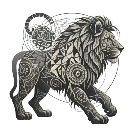 lion with mandala design incorporating tattoo design idea