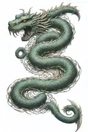 Jörmungandr wrapping around the world map tattoo design idea