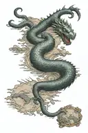 Jörmungandr wrapping around the world map tattoo design idea