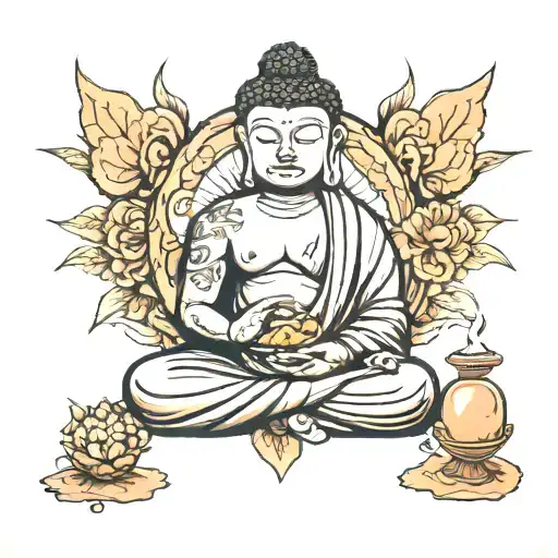 Buddha with a Peanut  tattoo design idea