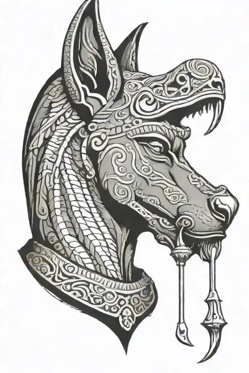 Anubis with scales tattoo design idea